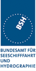 Logo des Bundesamtes für Seeschifffahrt und Hydrographie (BSH) mit weißer Schrift auf blauem Grund und einem gepunkteten Kreis.